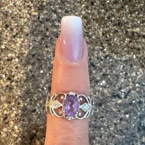 Elegant Silver and Purple Gemstone Ring